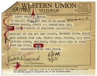 Two 1959 Contracts: (1) Signed by Moe Howard for Stooges' Appearance in Commercial (With Telegram & Letter); (2) Signed by Moe Howard (Three Times), Larry Fine & Joe DeRita for TV Special -- Very Good